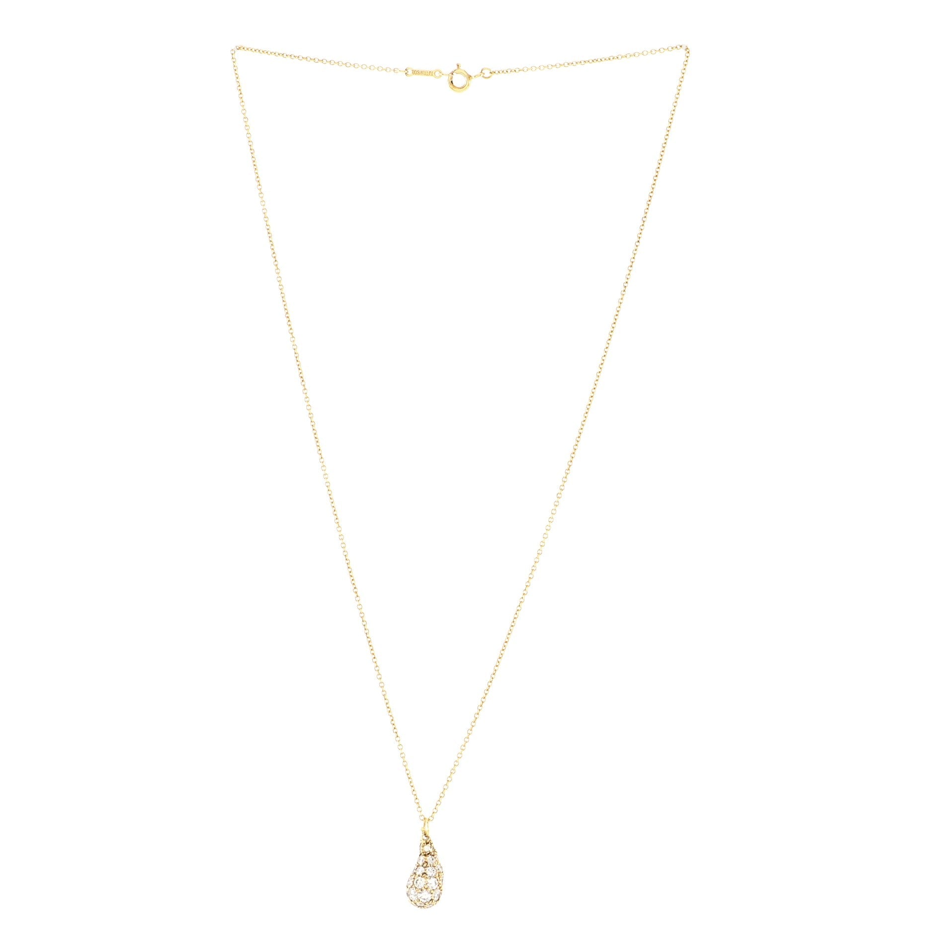 Teardrop Pendant Necklace 18K Yellow Gold with Diamonds Medium