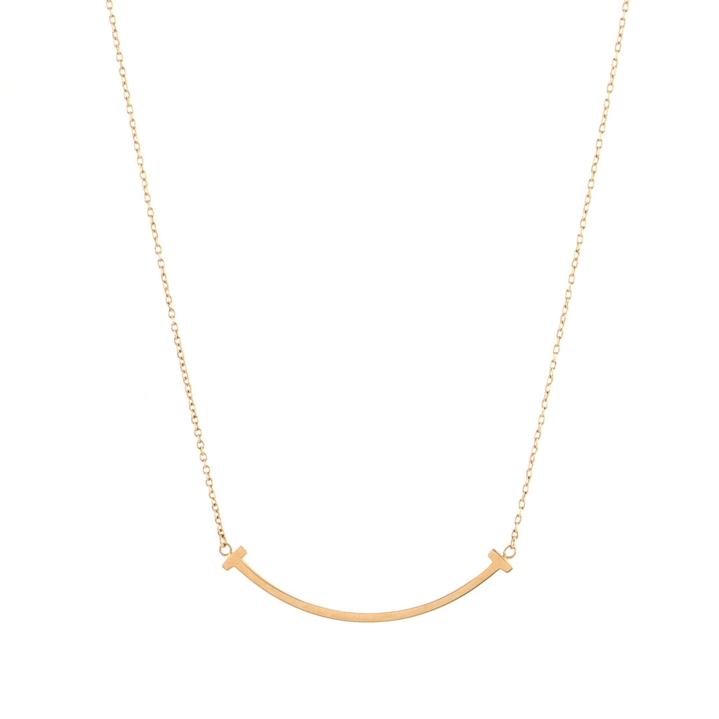 T Smile Pendant Necklace 18K Rose Gold Small