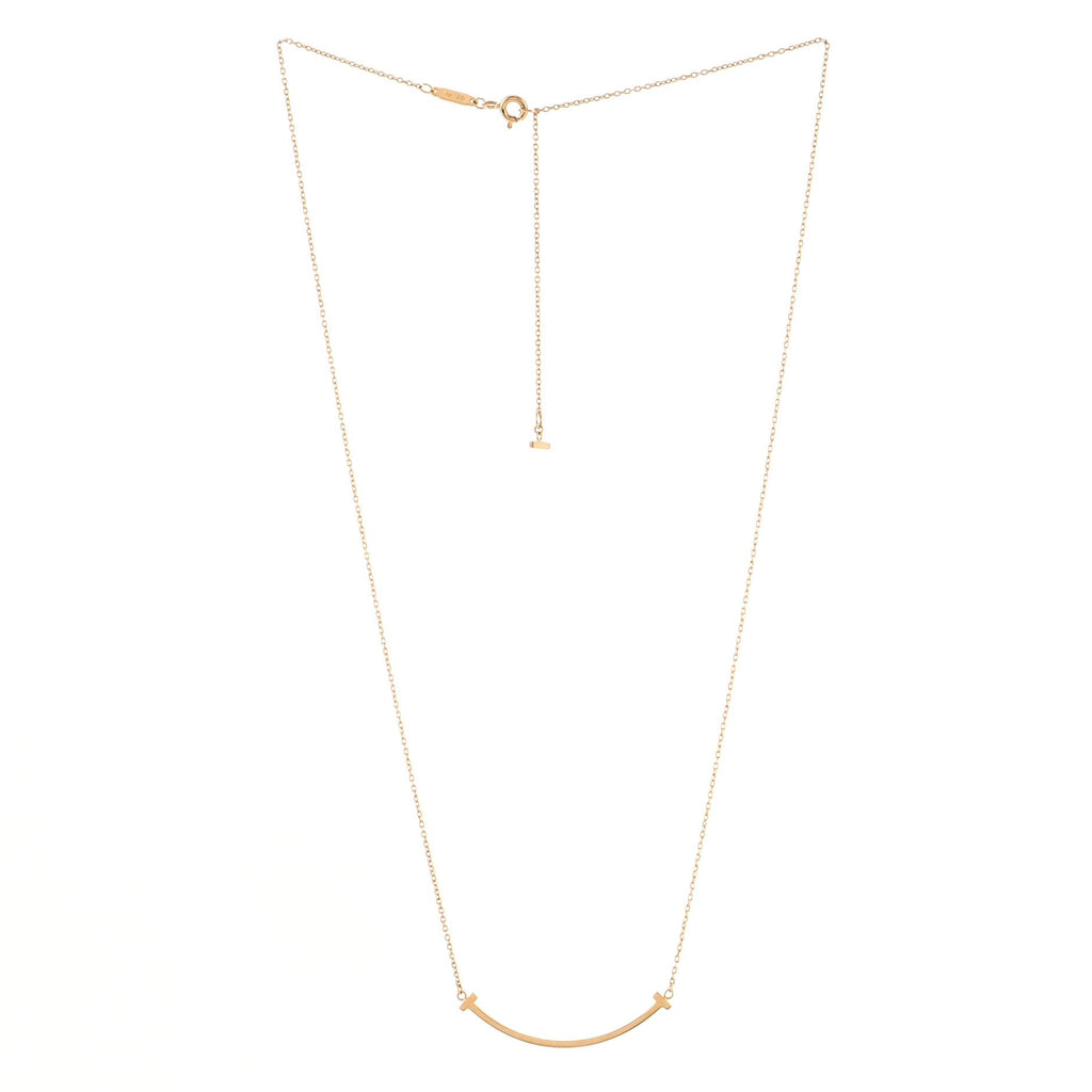 T Smile Pendant Necklace 18K Rose Gold Small