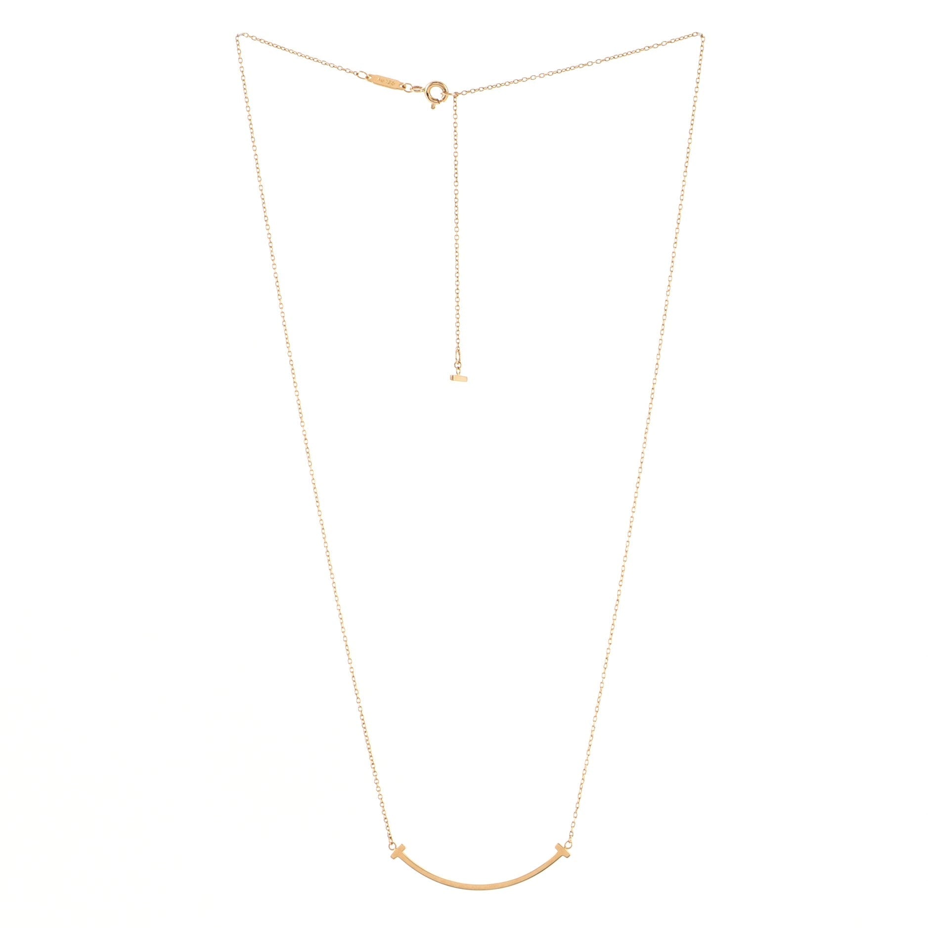 T Smile Pendant Necklace 18K Rose Gold Small
