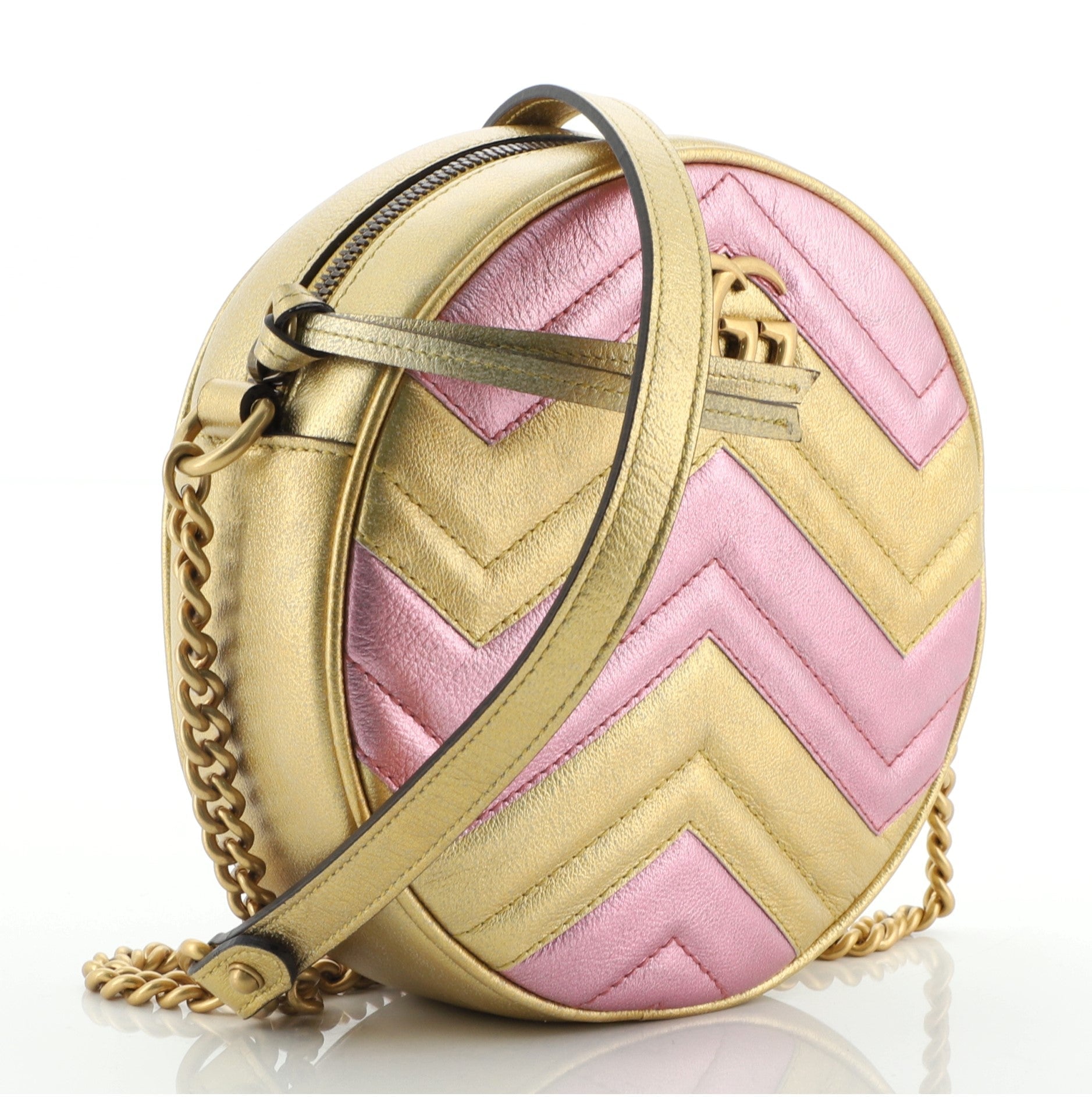 GG Marmont Round Shoulder Bag Matelasse Leather Mini