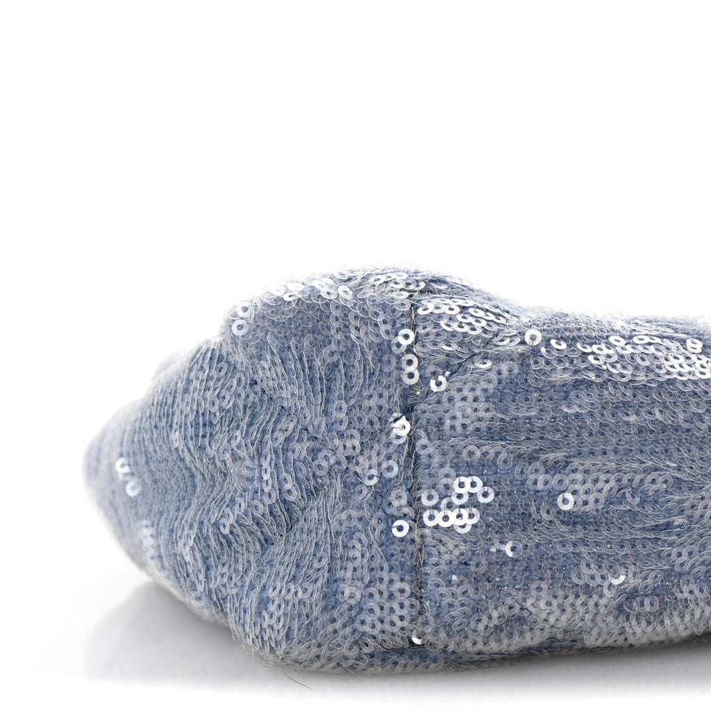 Sequin Quilted Medium Chanel 19 Flap Light Blue