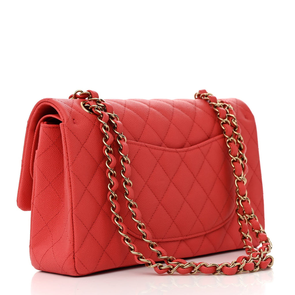 Caviar Quilted Medium Double Flap Dark Pink