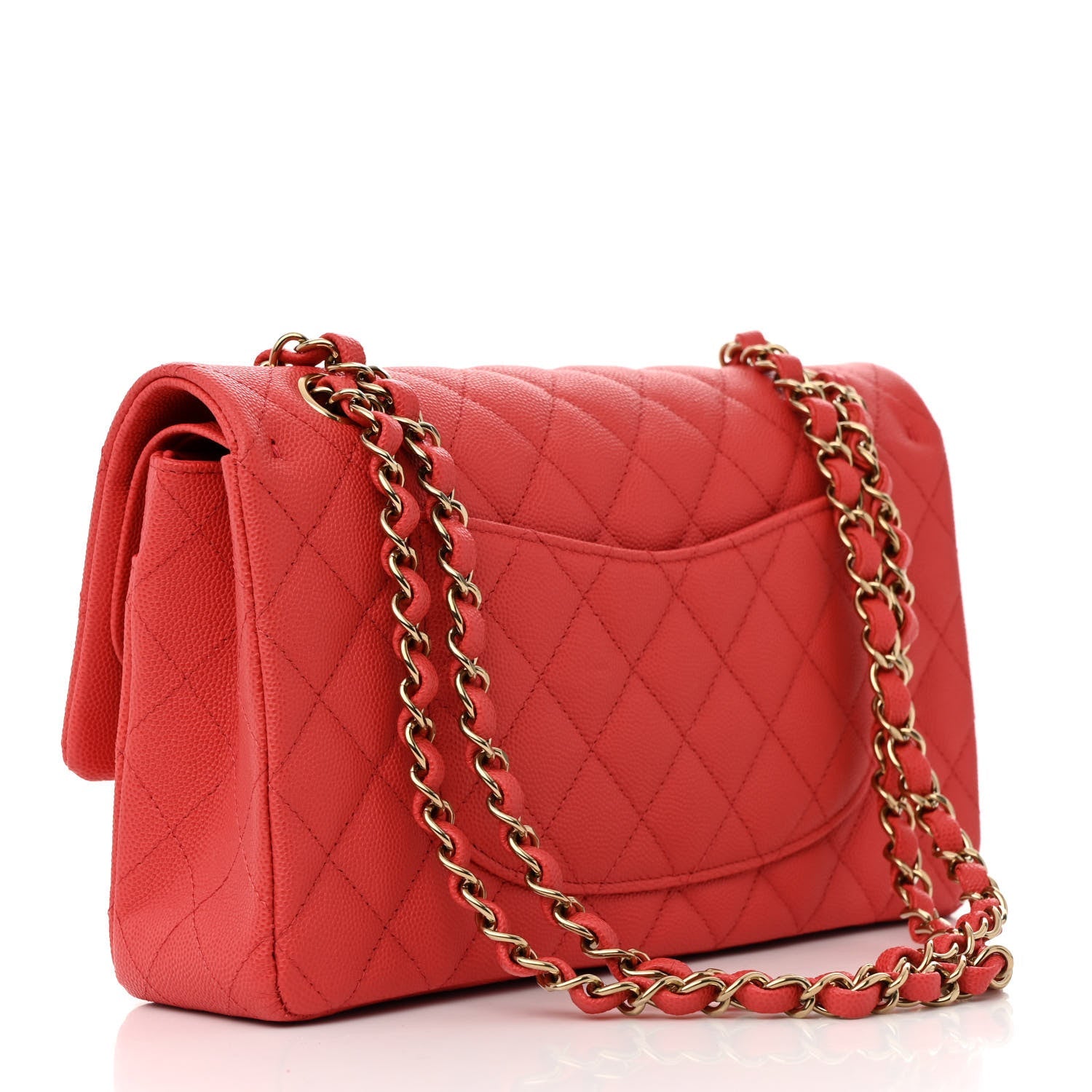 Caviar Quilted Medium Double Flap Dark Pink