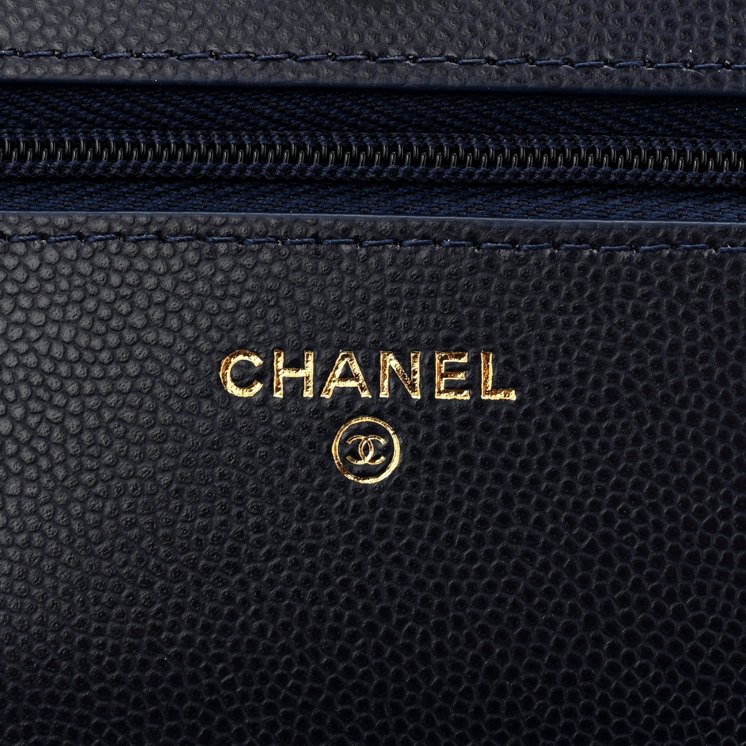 Caviar Quilted Hammered CC Wallet on Chain WOC Navy Blue