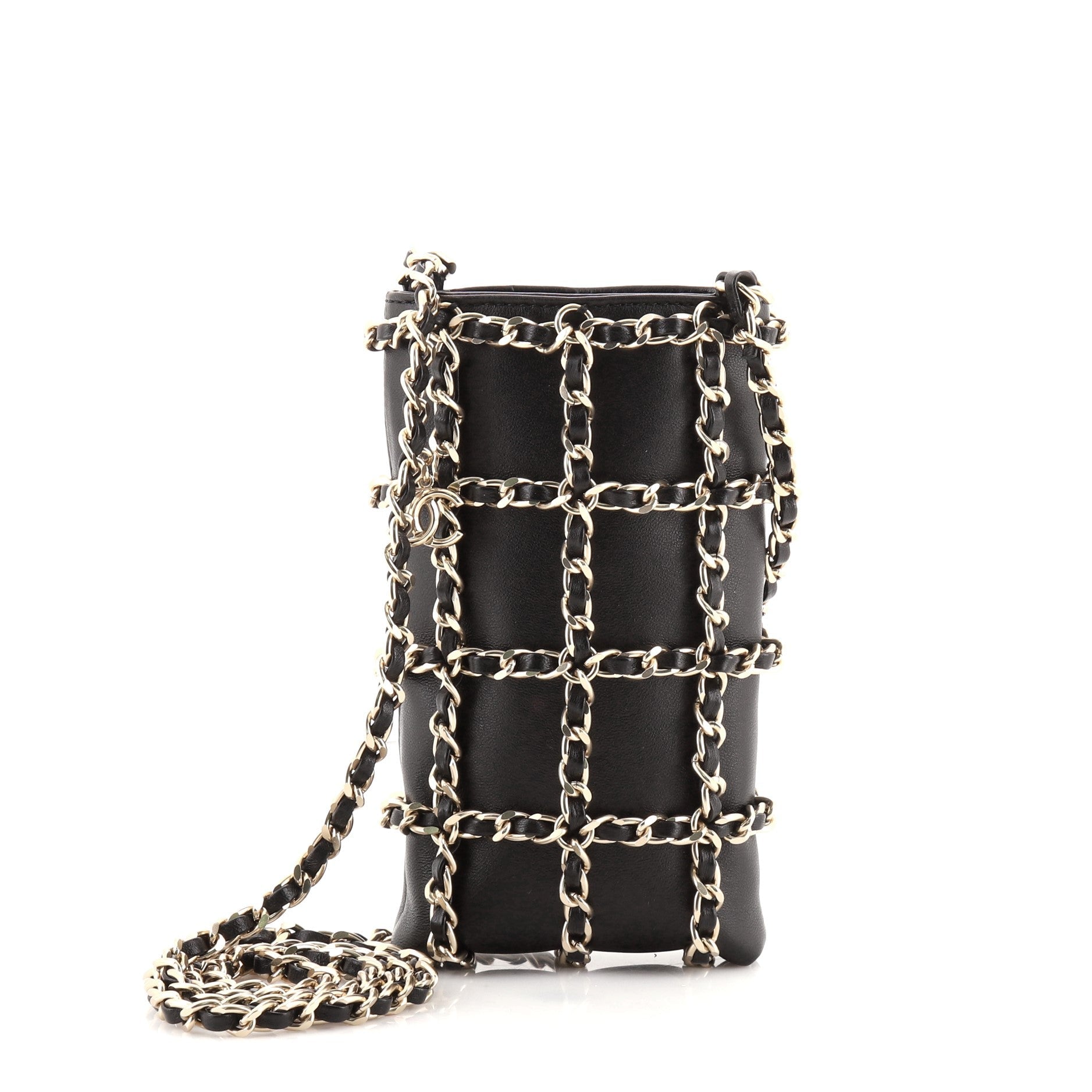 Chain Frame Phone Clutch with Chain Lambskin