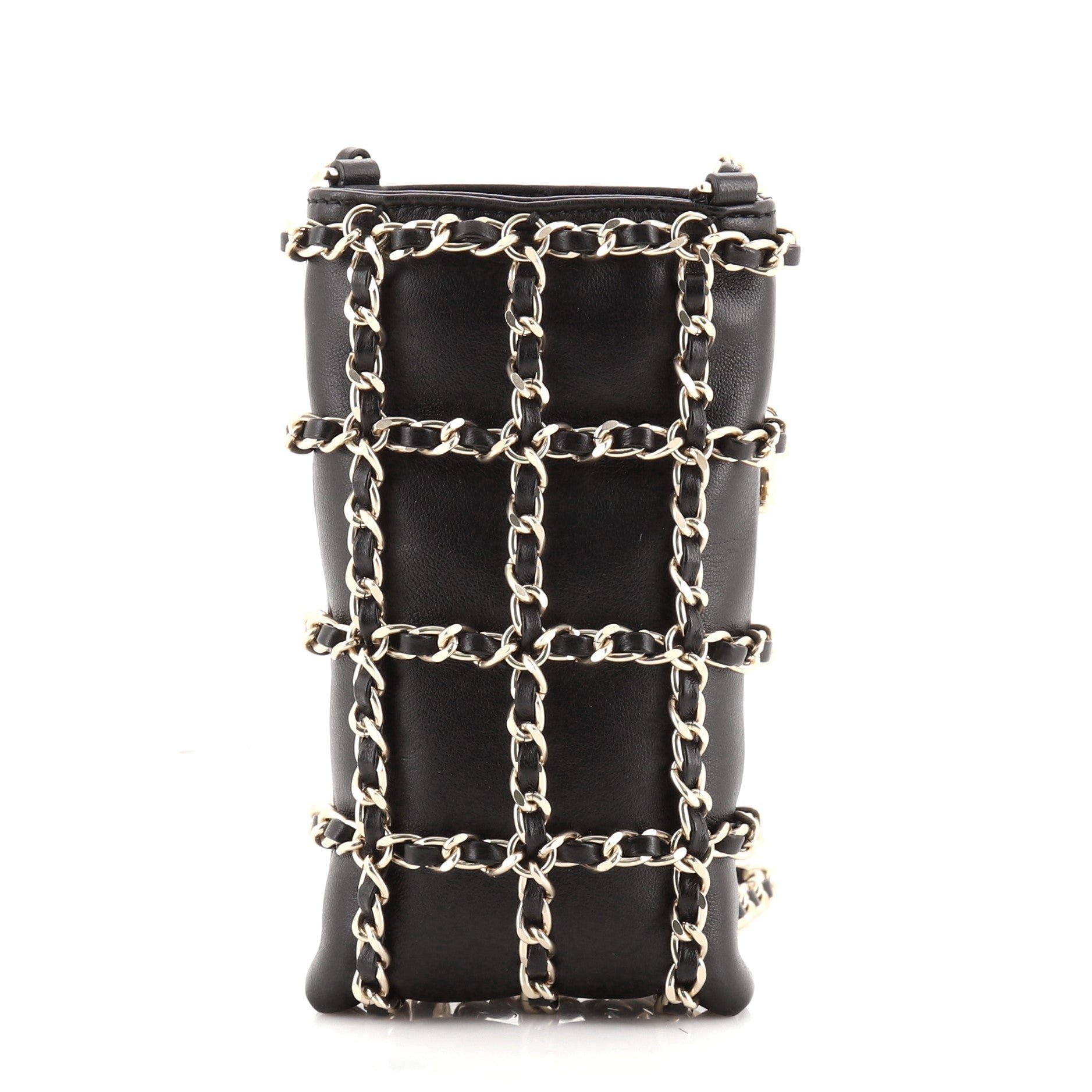 Chain Frame Phone Clutch with Chain Lambskin