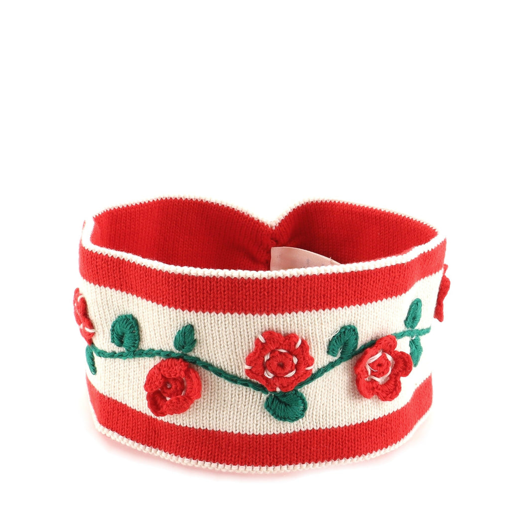 Floral Headband Knit Wool Blend XS