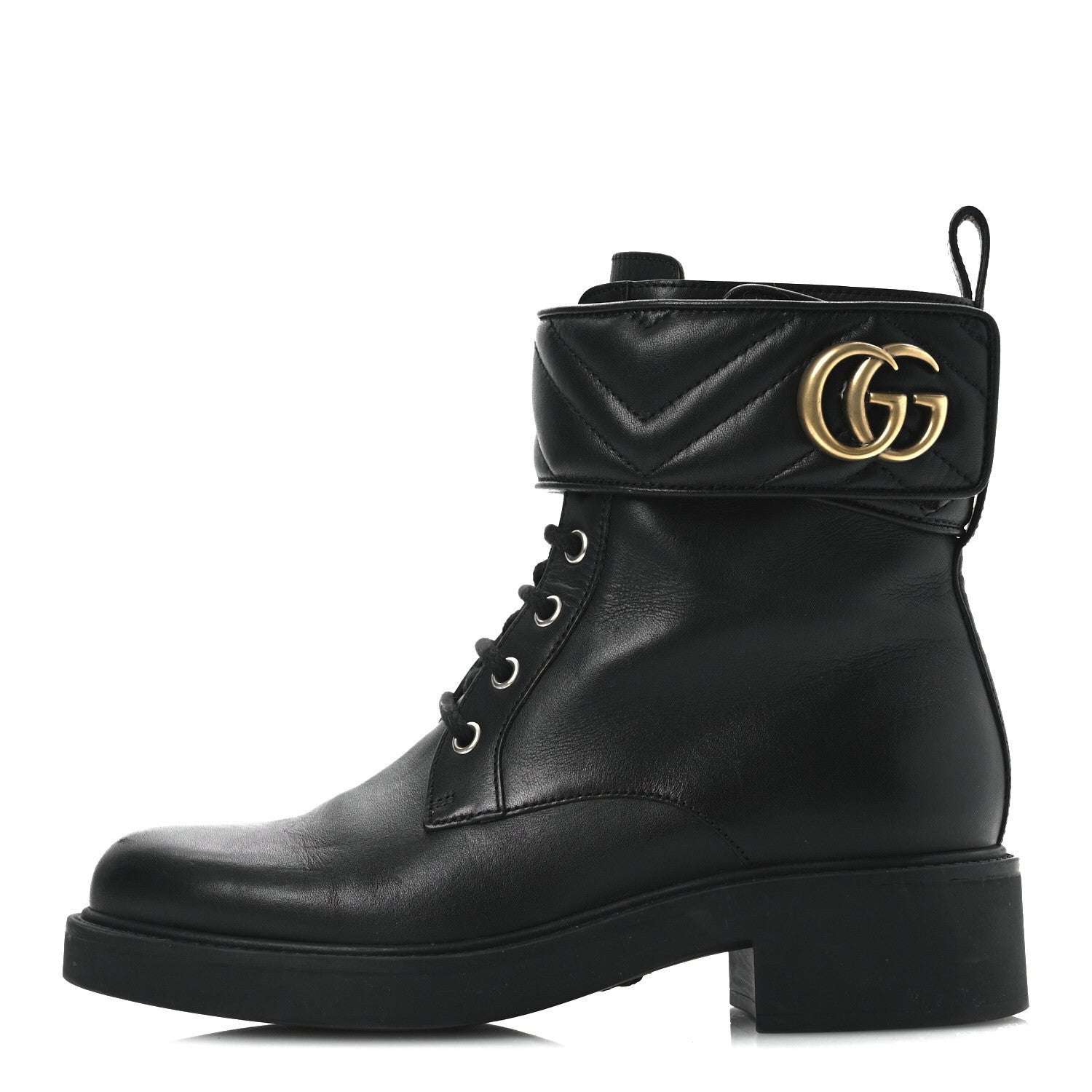 Flores Calfskin Nappa Matelasse GG 40mm Ankle Boots 37.5 Black