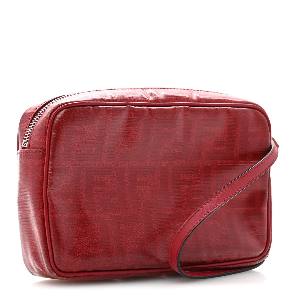 Glazed Fabric Vitello Century FF 1974 Stamp Camera Bag Rosso