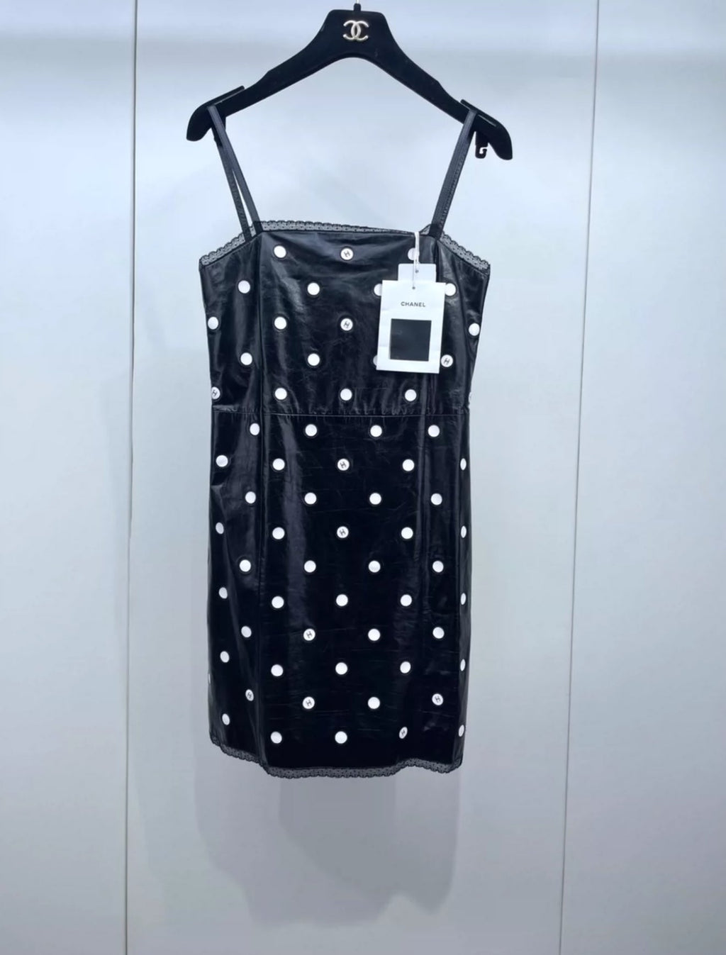 Chanel 23S black & white leather dress