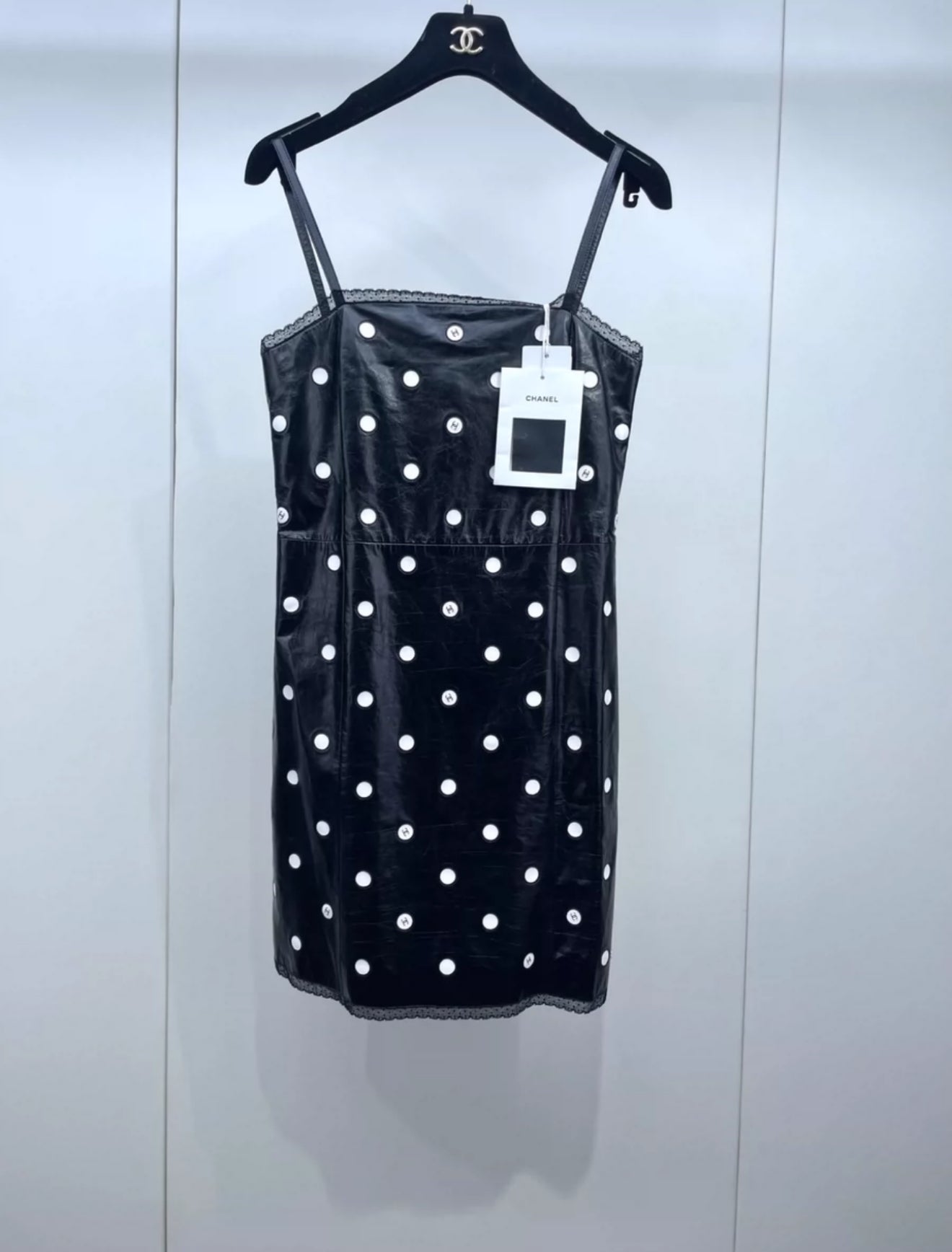 Chanel 23S black & white leather dress