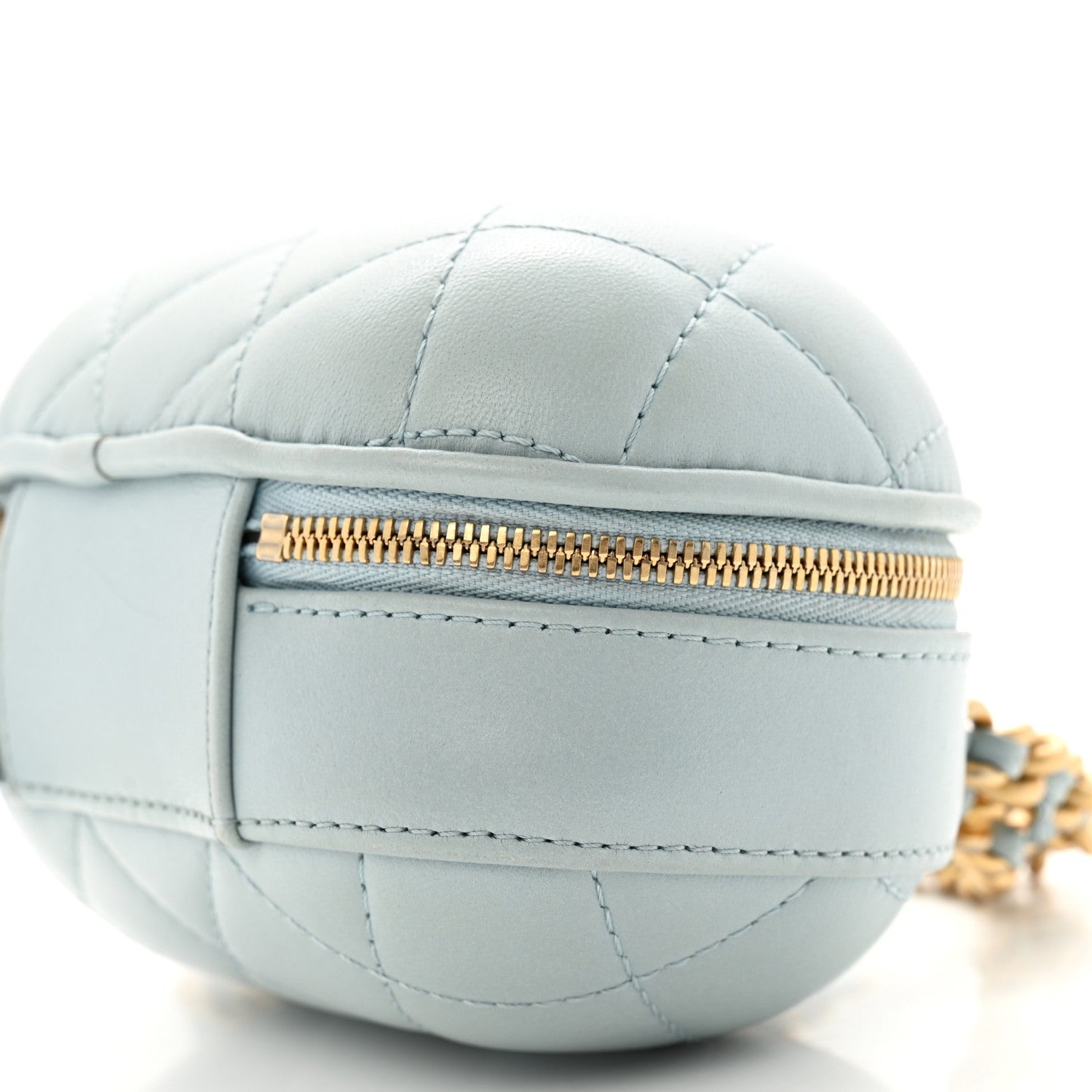 Lambskin Quilted Small CC Bubble Vanity Case With Chain Light Blue