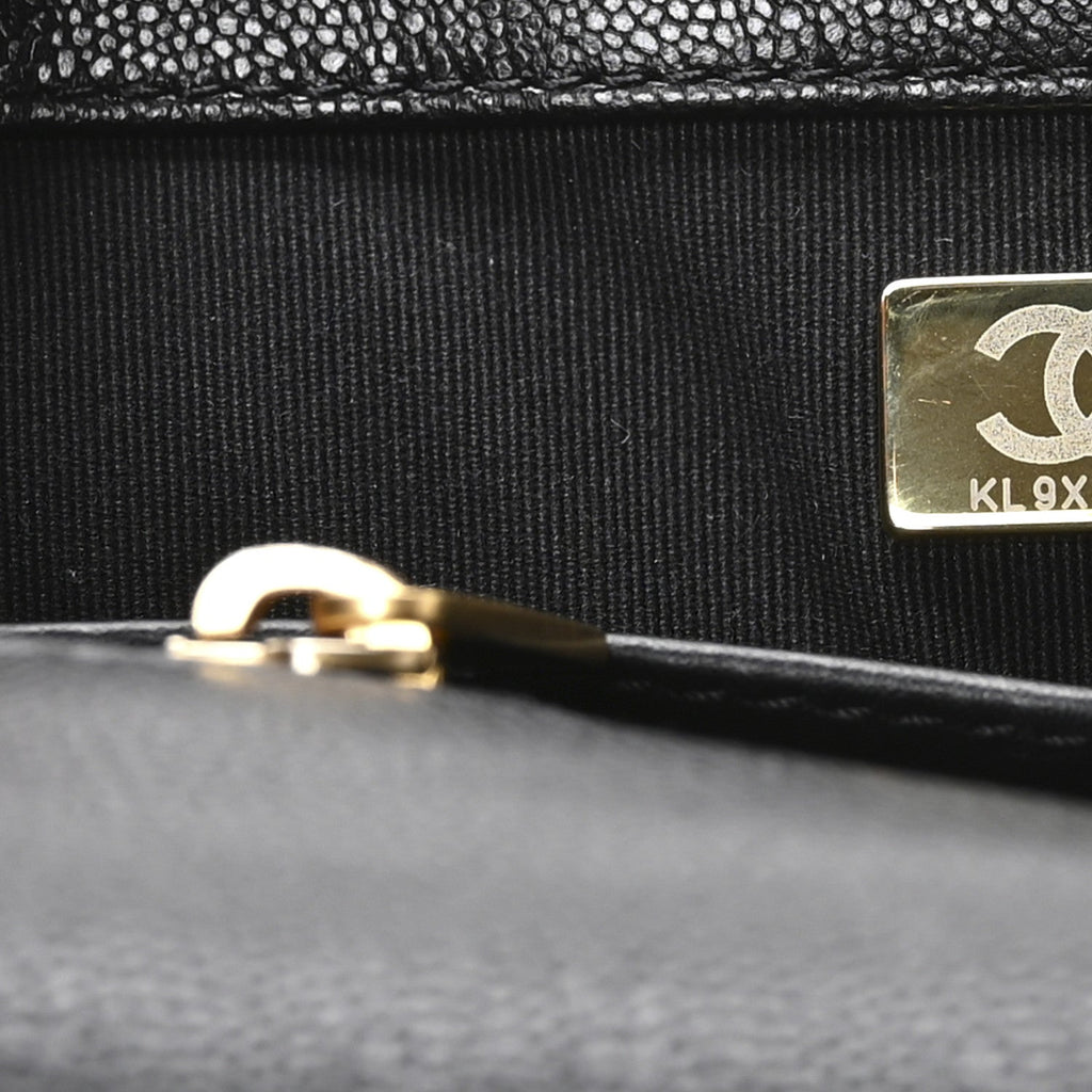 Caviar Quilted Small Top Handle Flap Black