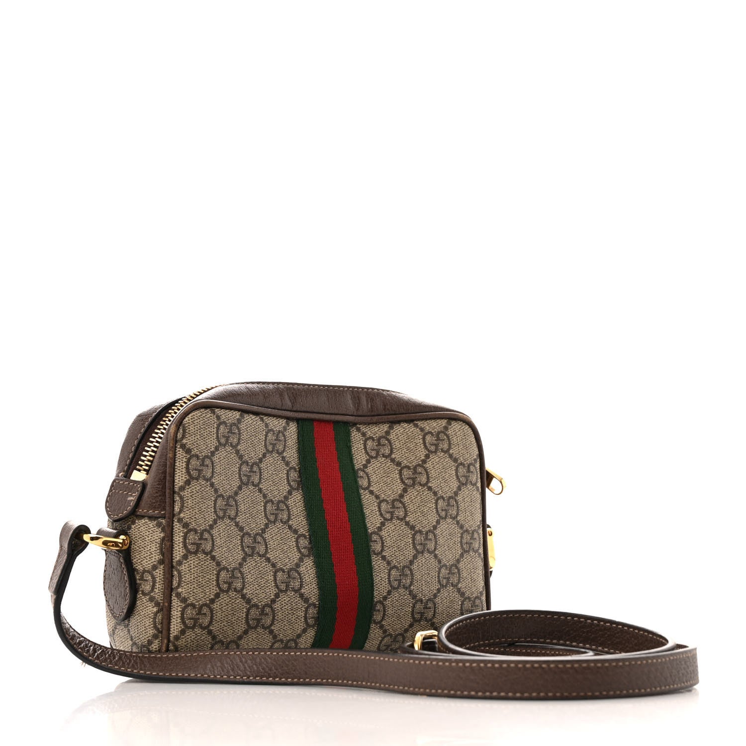 GG Supreme Monogram Web Mini Ophidia Shoulder Bag Brown
