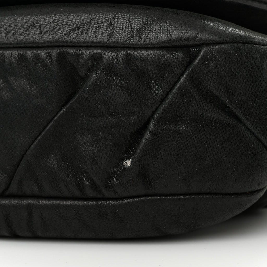 Iridescent Calfskin Glint Flap Black