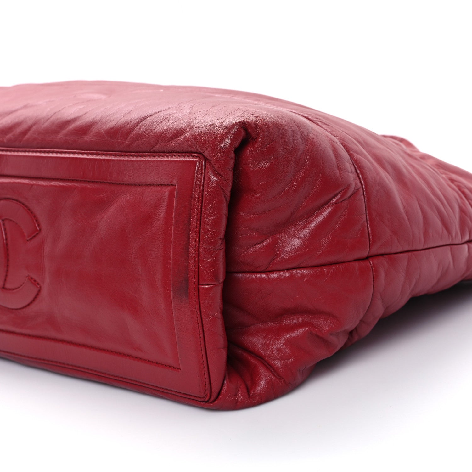 Lambskin Quilted Large Coco Cocoon Reversible Tote Red Red