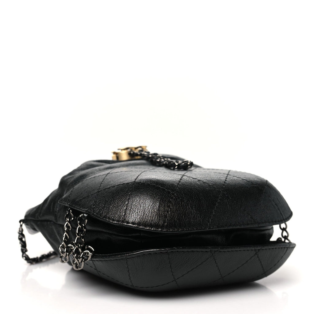 Calfskin Quilted Small Gabrielle Bucket Black