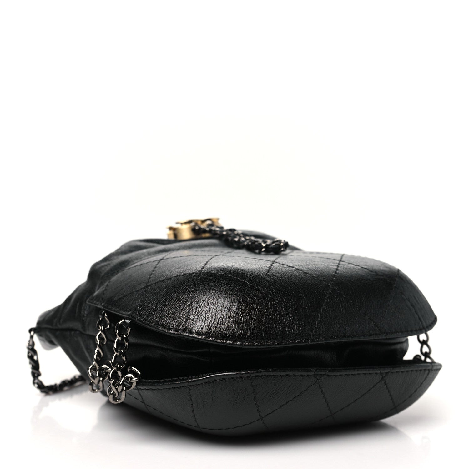 Calfskin Quilted Small Gabrielle Bucket Black