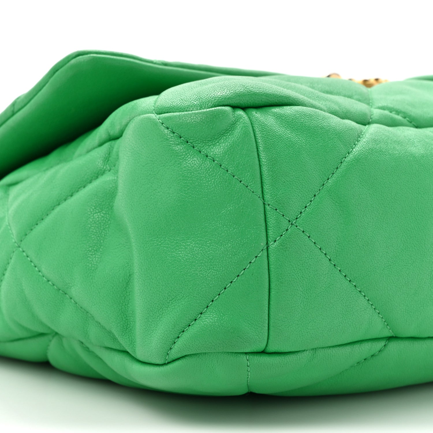 Goatskin Quilted Large Chanel 19 Flap Green