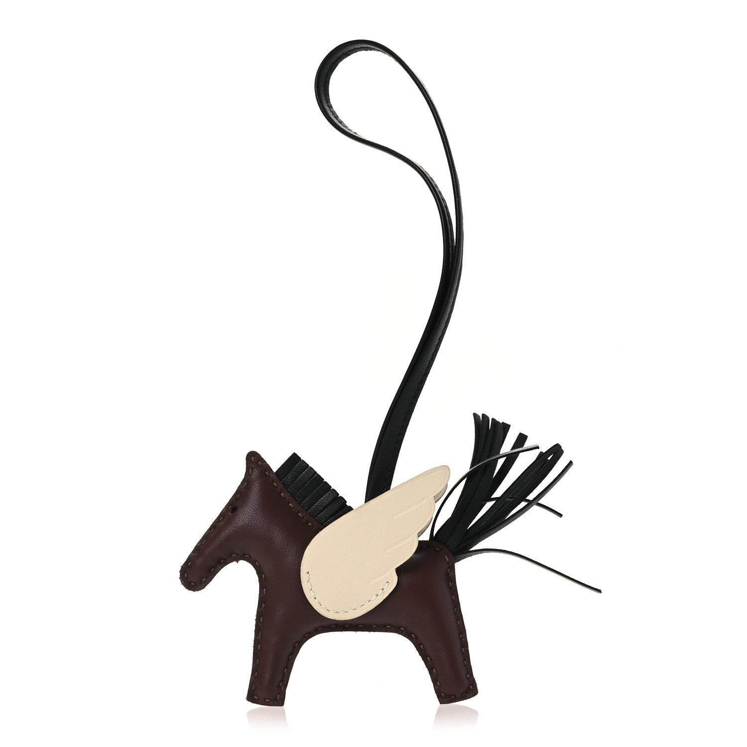 Milo Lambskin Grigri Rodeo Pegase Horse Bag Charm PM Terre Black Craie