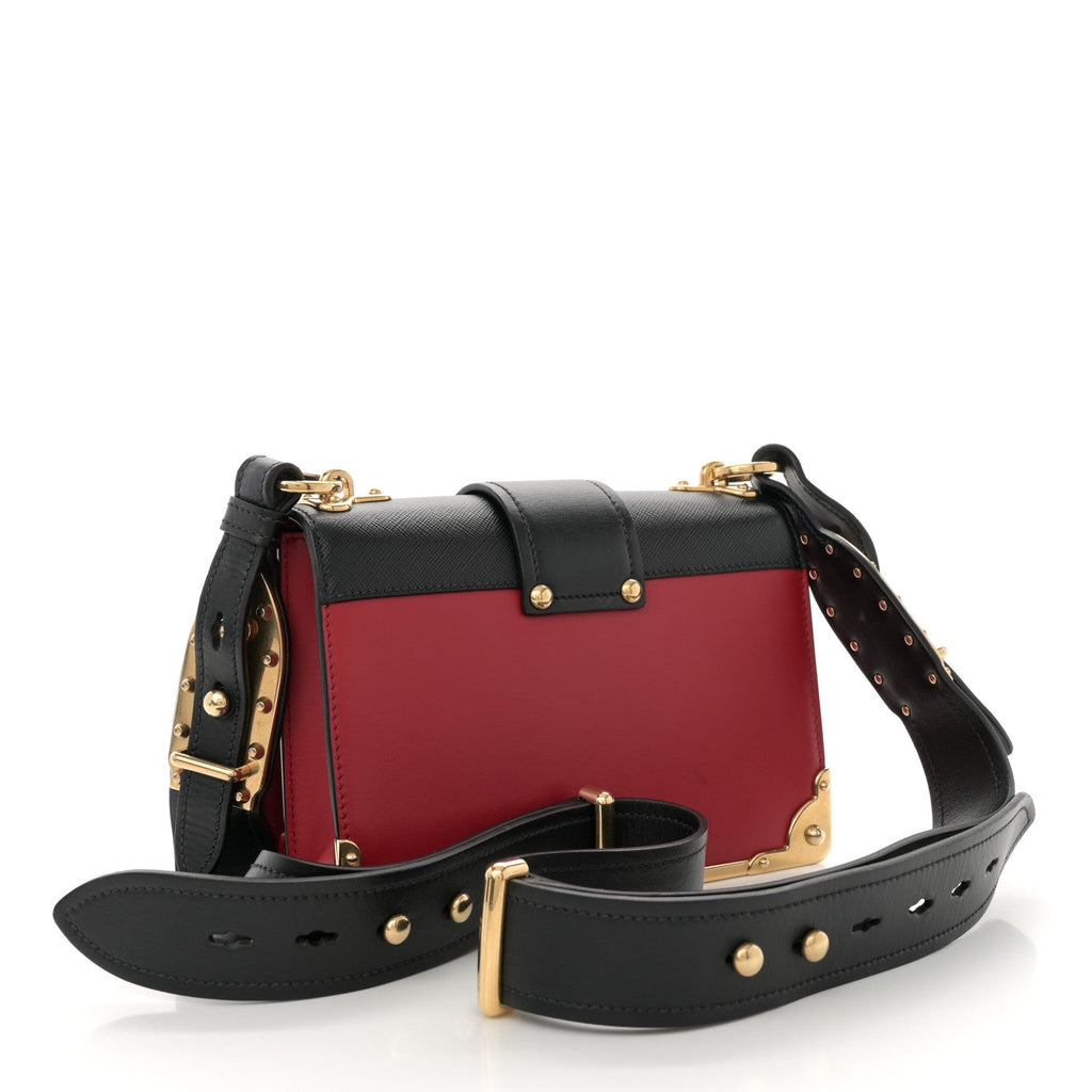 City Calfskin Saffiano Cahier Hearts Bag Fuoco Black