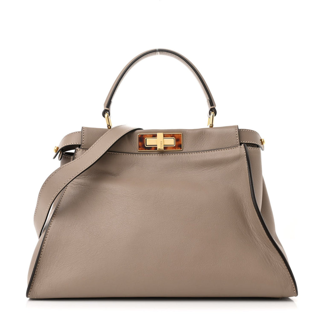 Vitello Seta Shiny Nappa Plexiglass Medium Peekaboo I SEE U Satchel Tortora