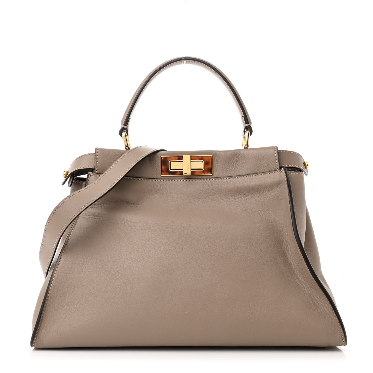 Vitello Seta Shiny Nappa Plexiglass Medium Peekaboo I SEE U Satchel Tortora