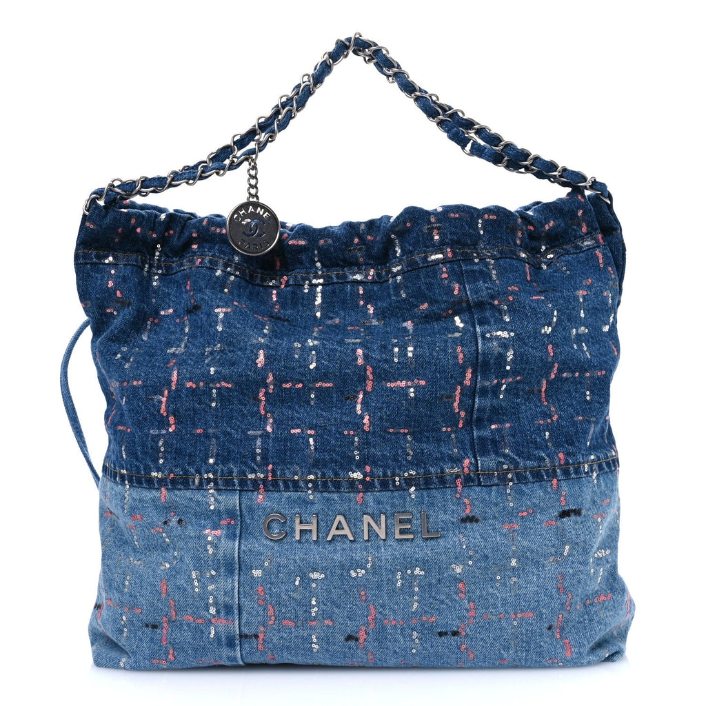 Denim Sequin Chanel 22 Blue