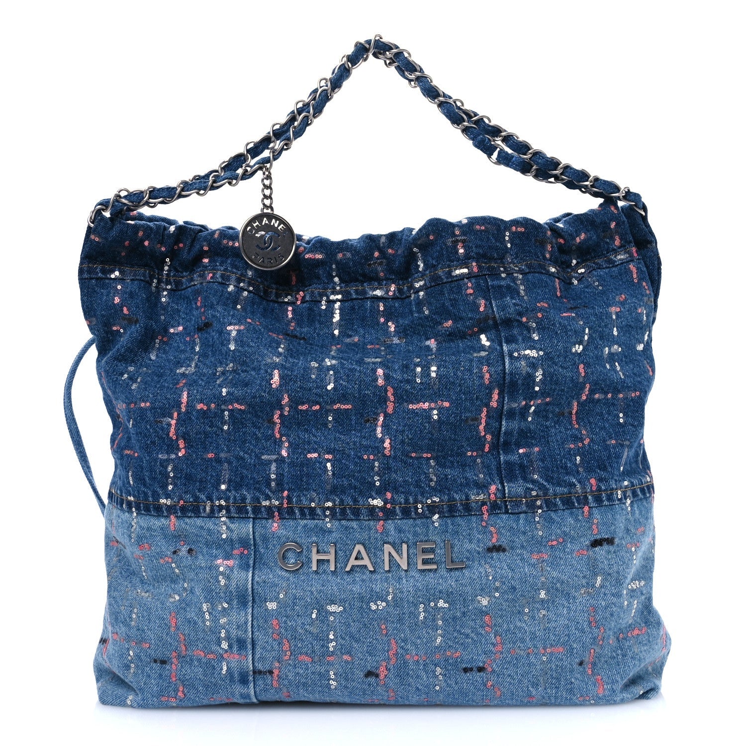 Denim Sequin Chanel 22 Blue