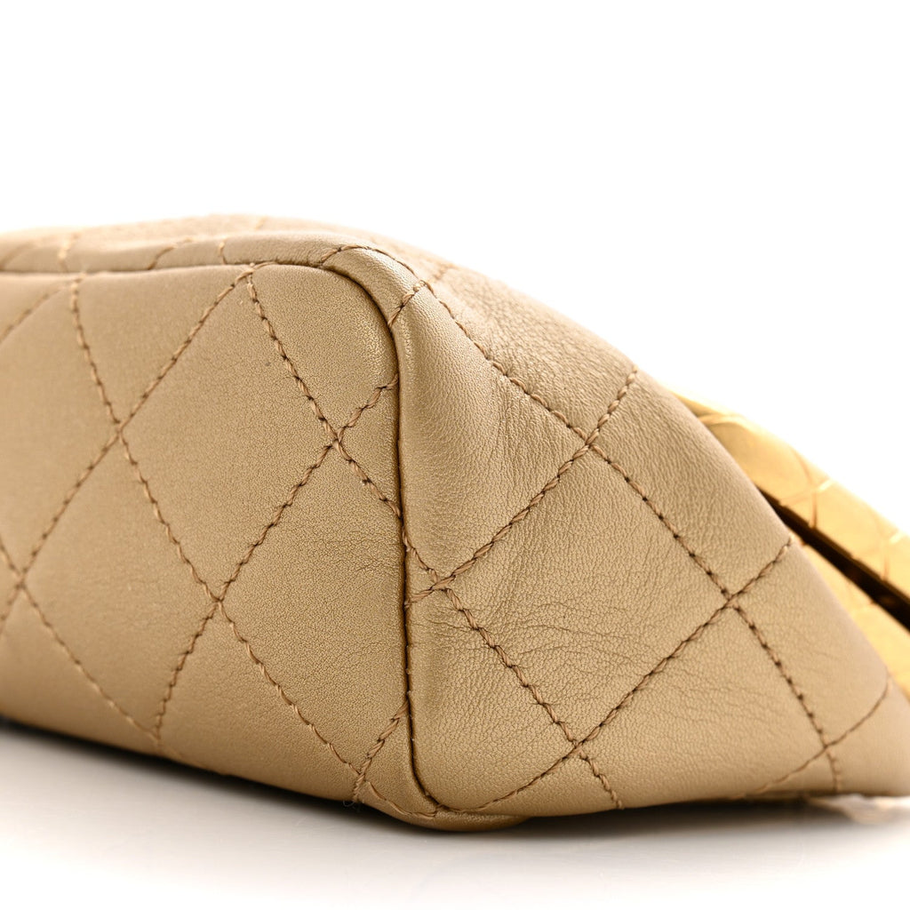 Metallic Lambskin Quilted Micro My Crush Bag Gold