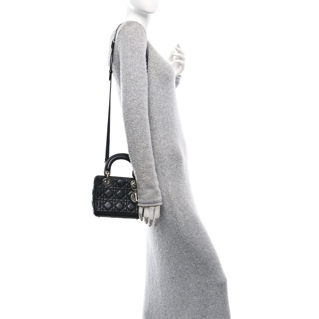 Lambskin Cannage Mini Lady Dior Black