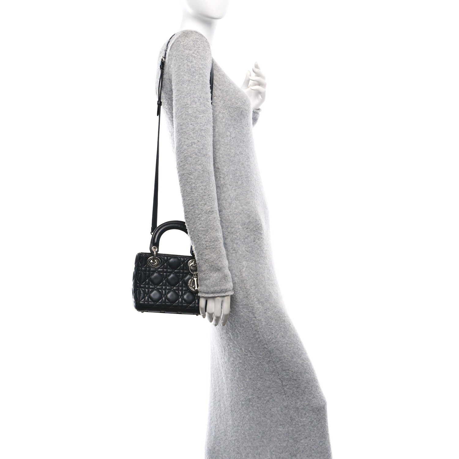 Lambskin Cannage Mini Lady Dior Black