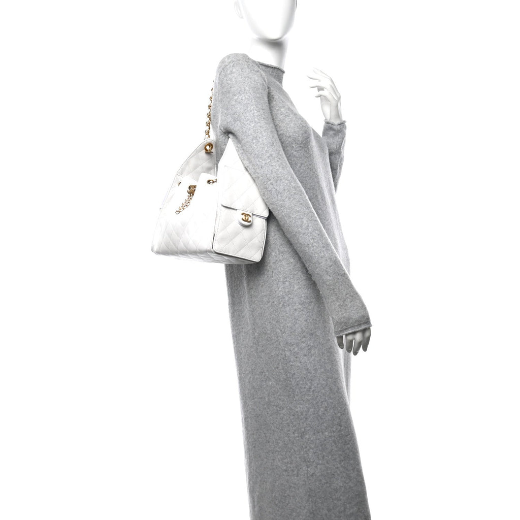 Caviar Quilted Small Chanel 25 Handbag White