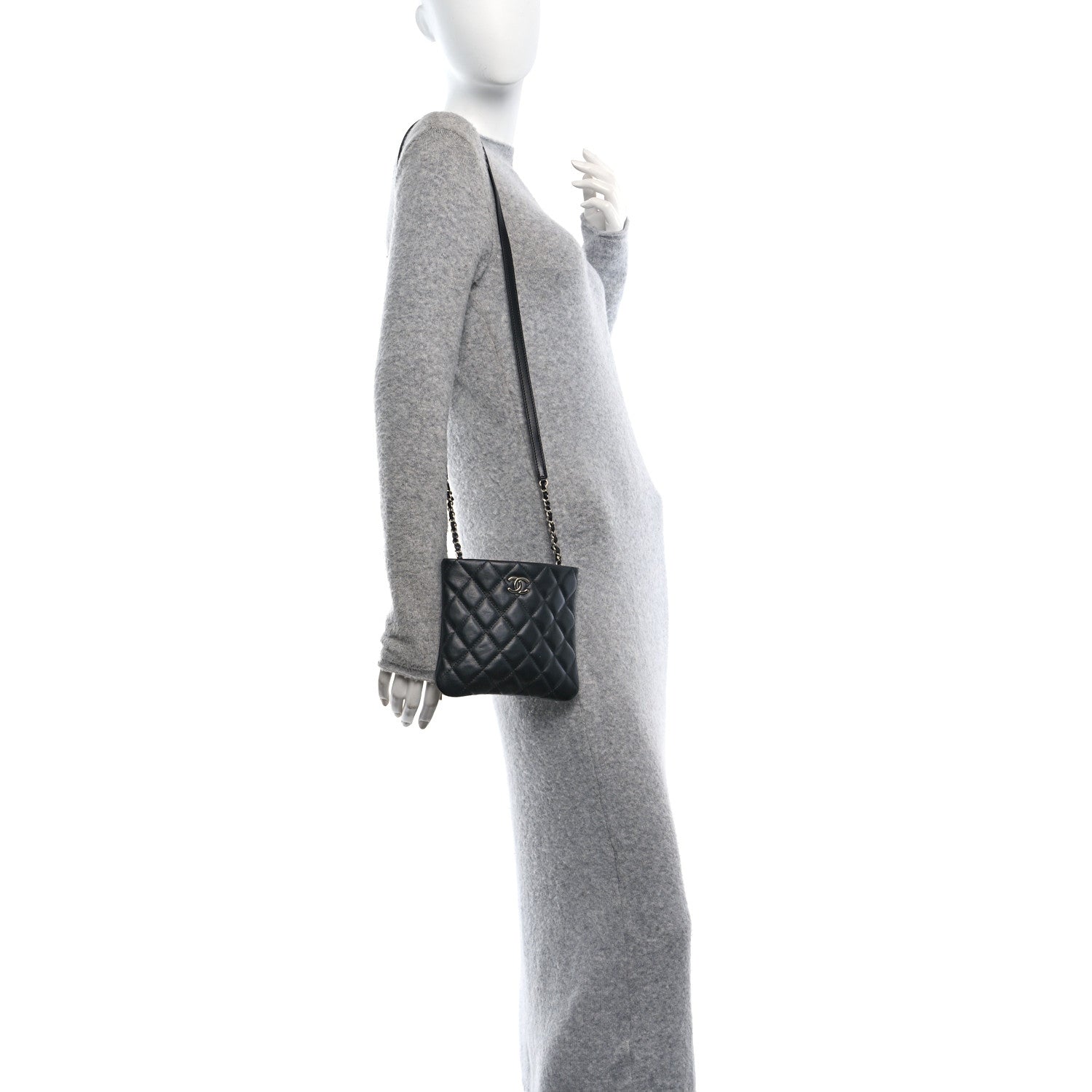Calfskin Quilted Crossbody Bag Black