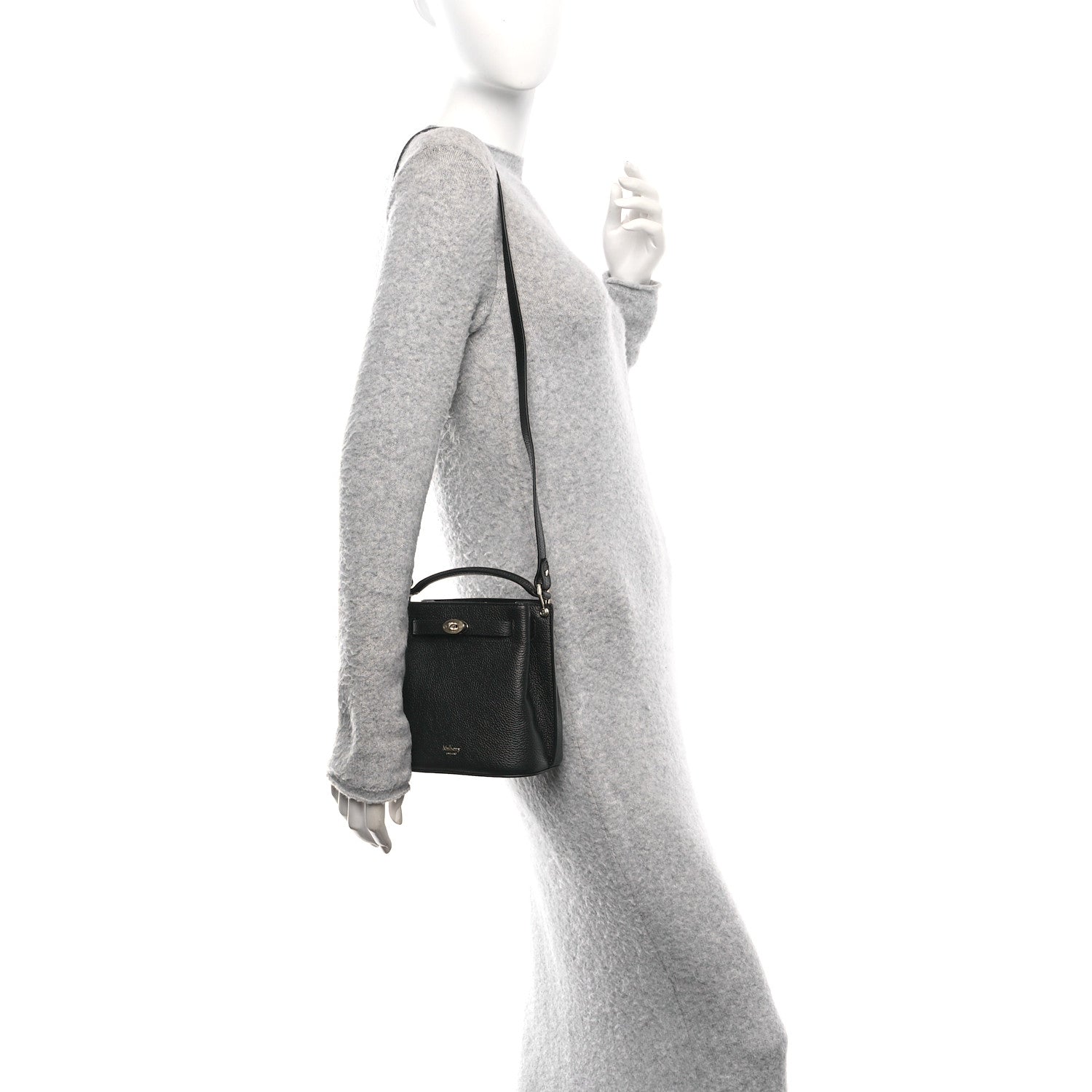 Small Classic Grain Mini Islington Bucket Bag Black