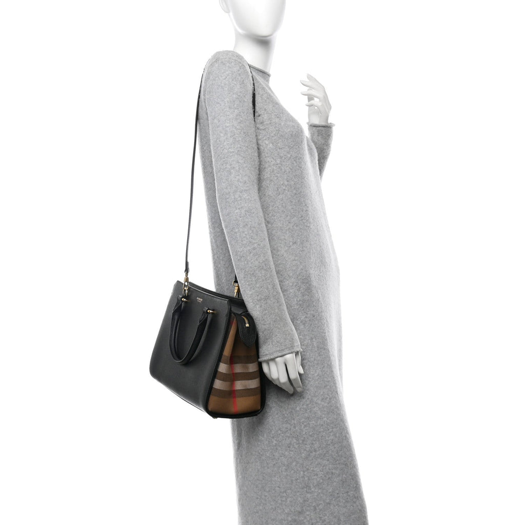 Calfskin Mega Check Small Banwell Tote Black