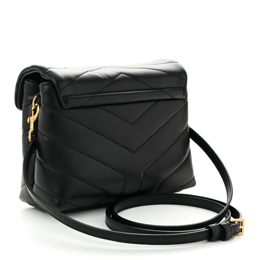 Calfskin Y Quilted Monogram Toy Loulou Crossbody Bag Black