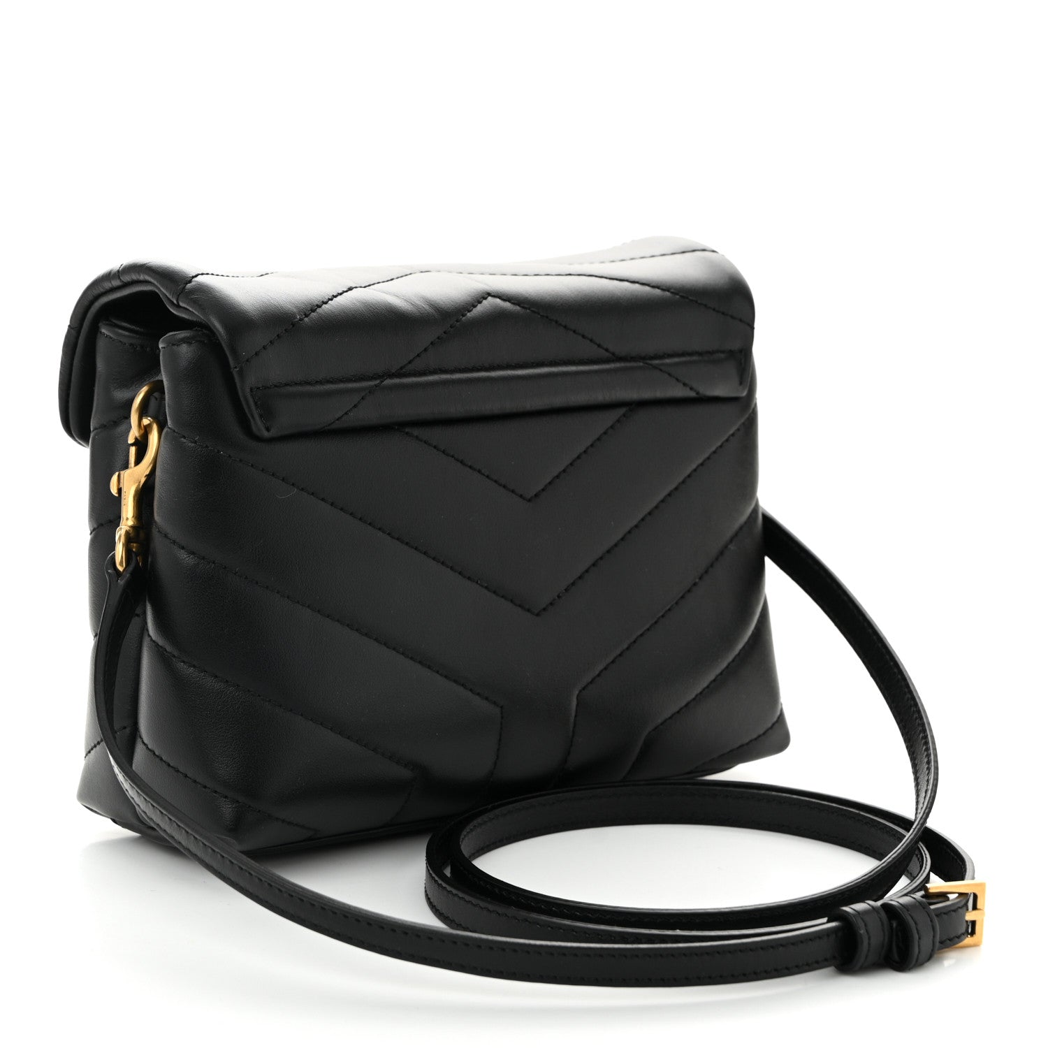Calfskin Y Quilted Monogram Toy Loulou Crossbody Bag Black