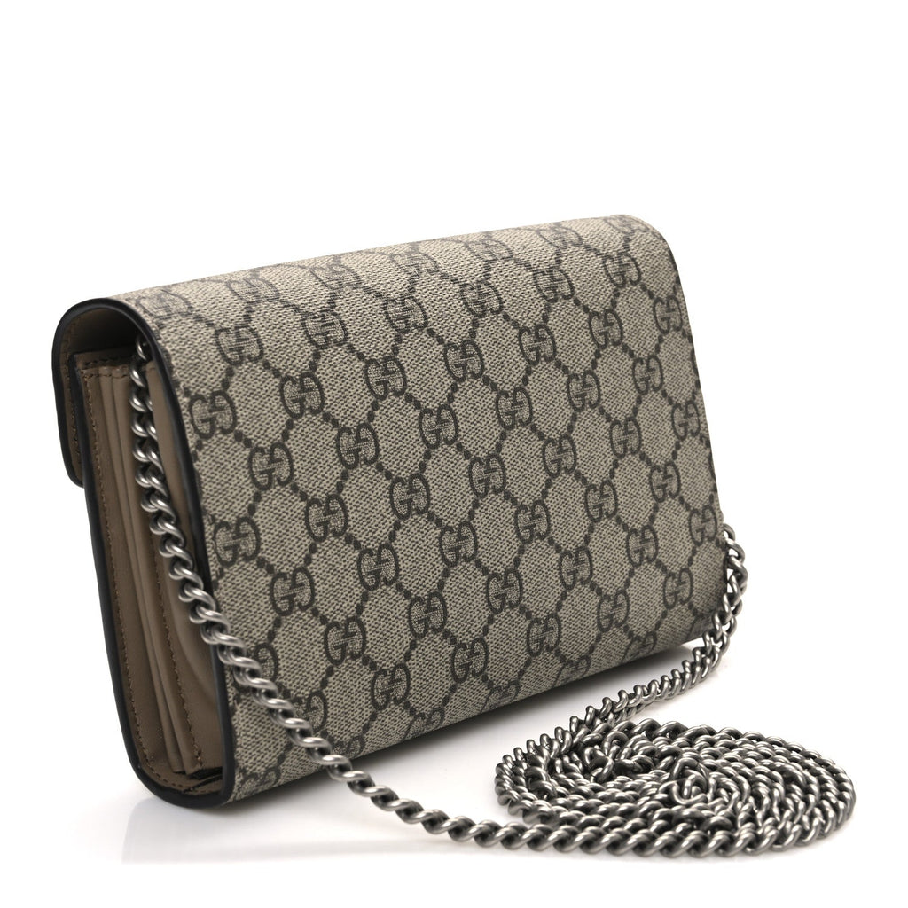 GG Supreme Monogram Mini Dionysus Chain Wallet Beige Taupe