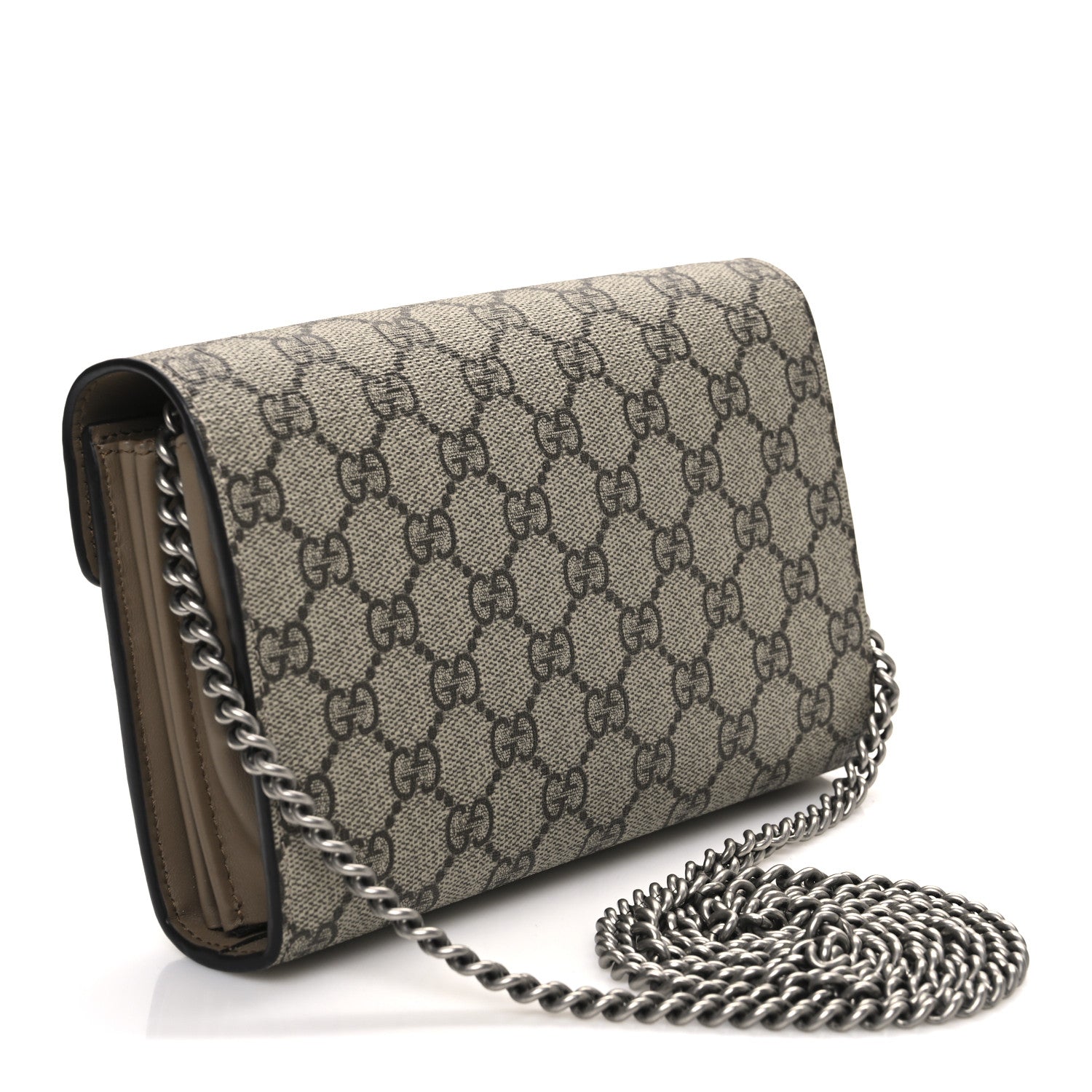 GG Supreme Monogram Mini Dionysus Chain Wallet Beige Taupe