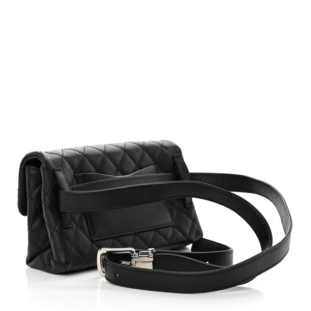 Grained Calfskin Quilted 2.55 Reissue Flap Belt Bag Clutch  Black