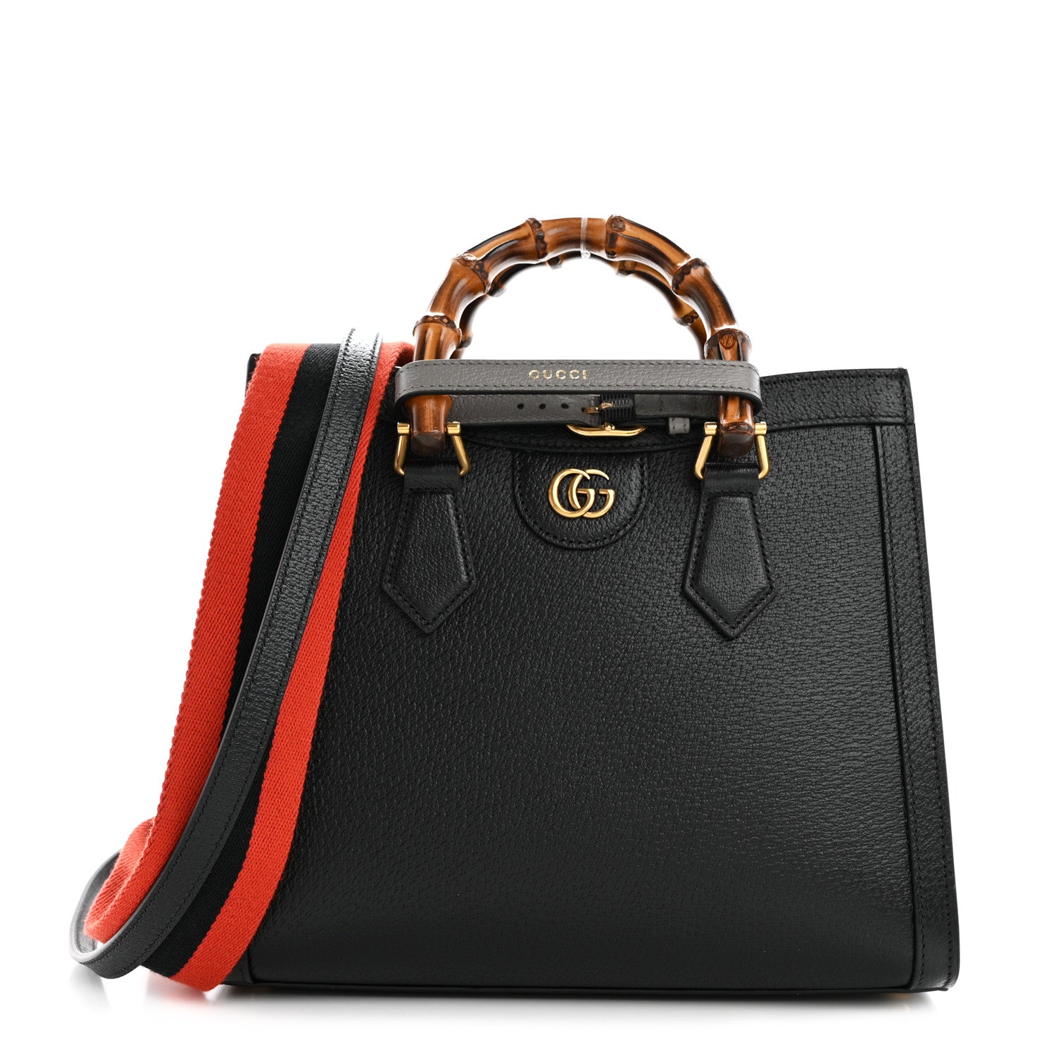 Textured Dollar Calfskin Web Small Diana Tote Bag Black Dusty Grey