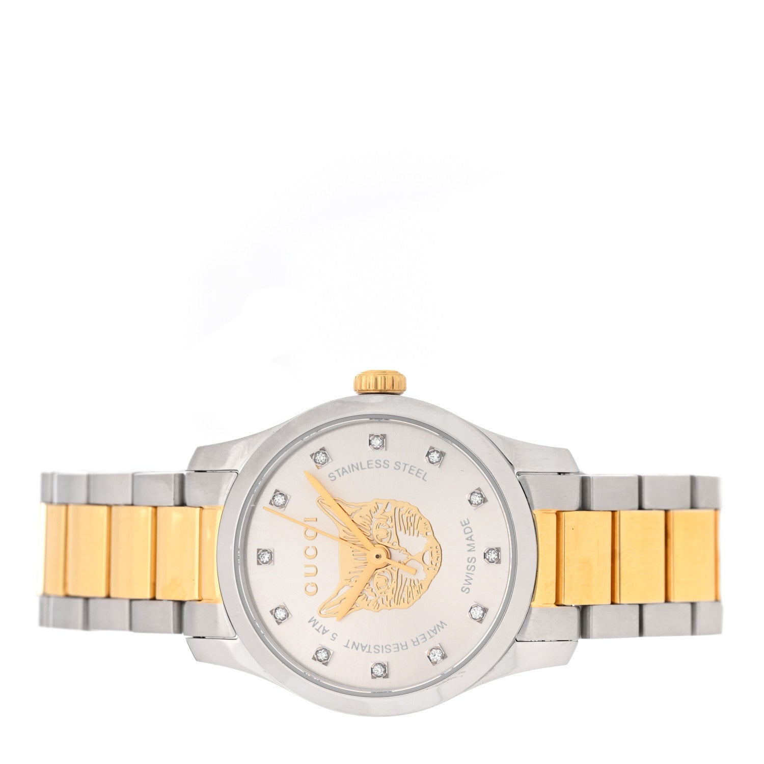 Stainless Steel Diamond 27mm G-Timeless Two Tone Cat Quartz Watch