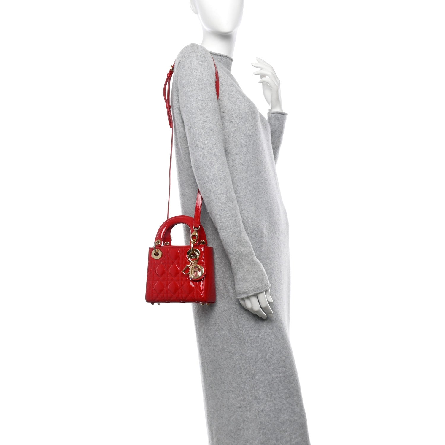 Patent Cannage Mini Lady Dior Red