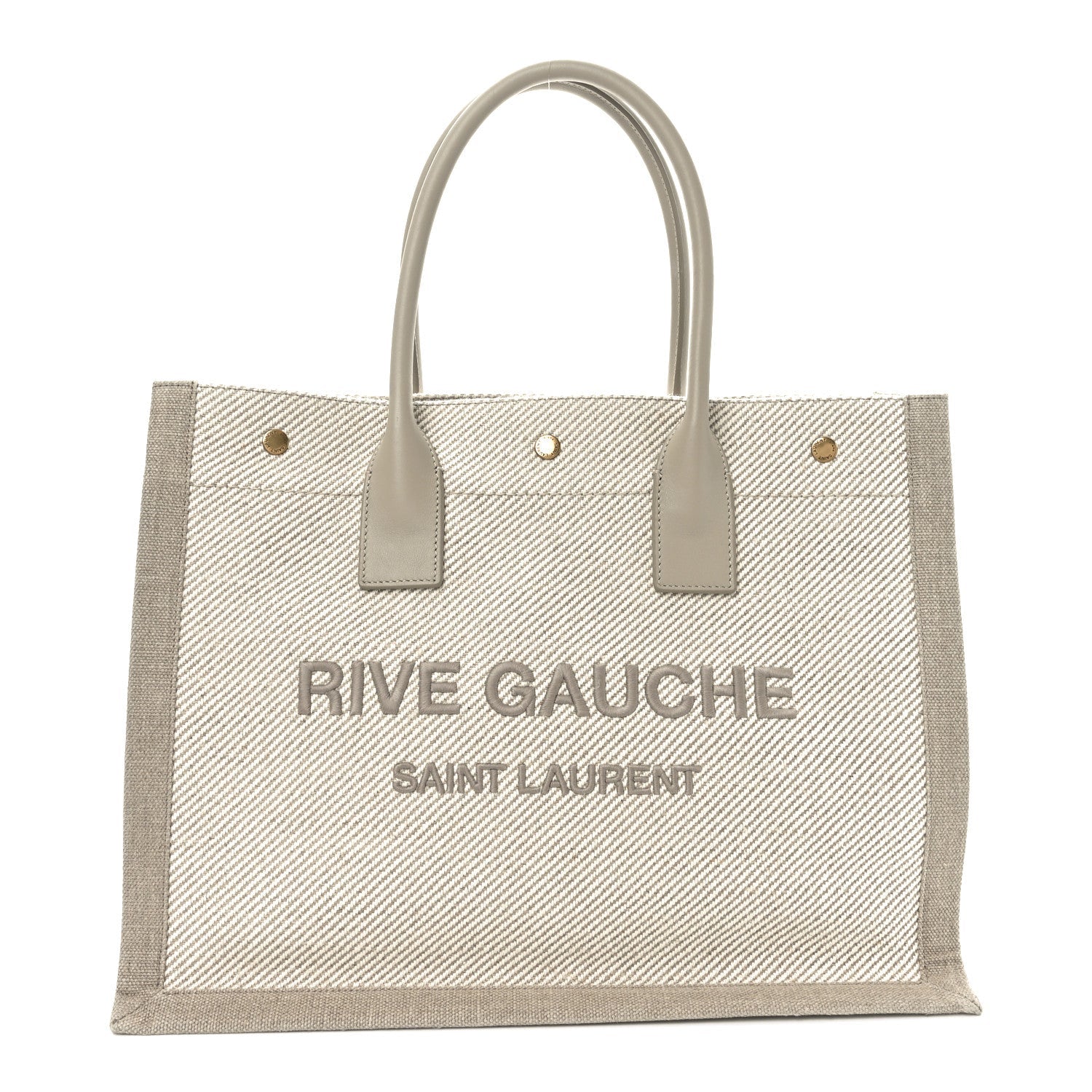 Linen Calfskin Small Rive Gauche Tote Beige Sea Salt