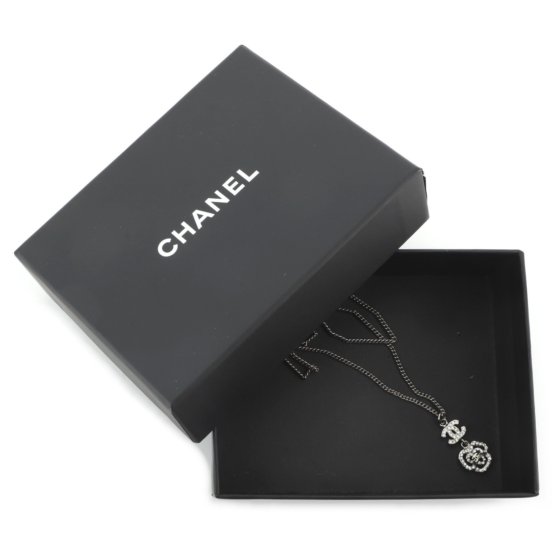 CC Camellia Pendant Necklace Metal with Crystal