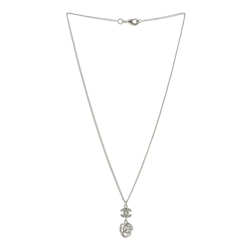 CC Camellia Pendant Necklace Metal with Crystal