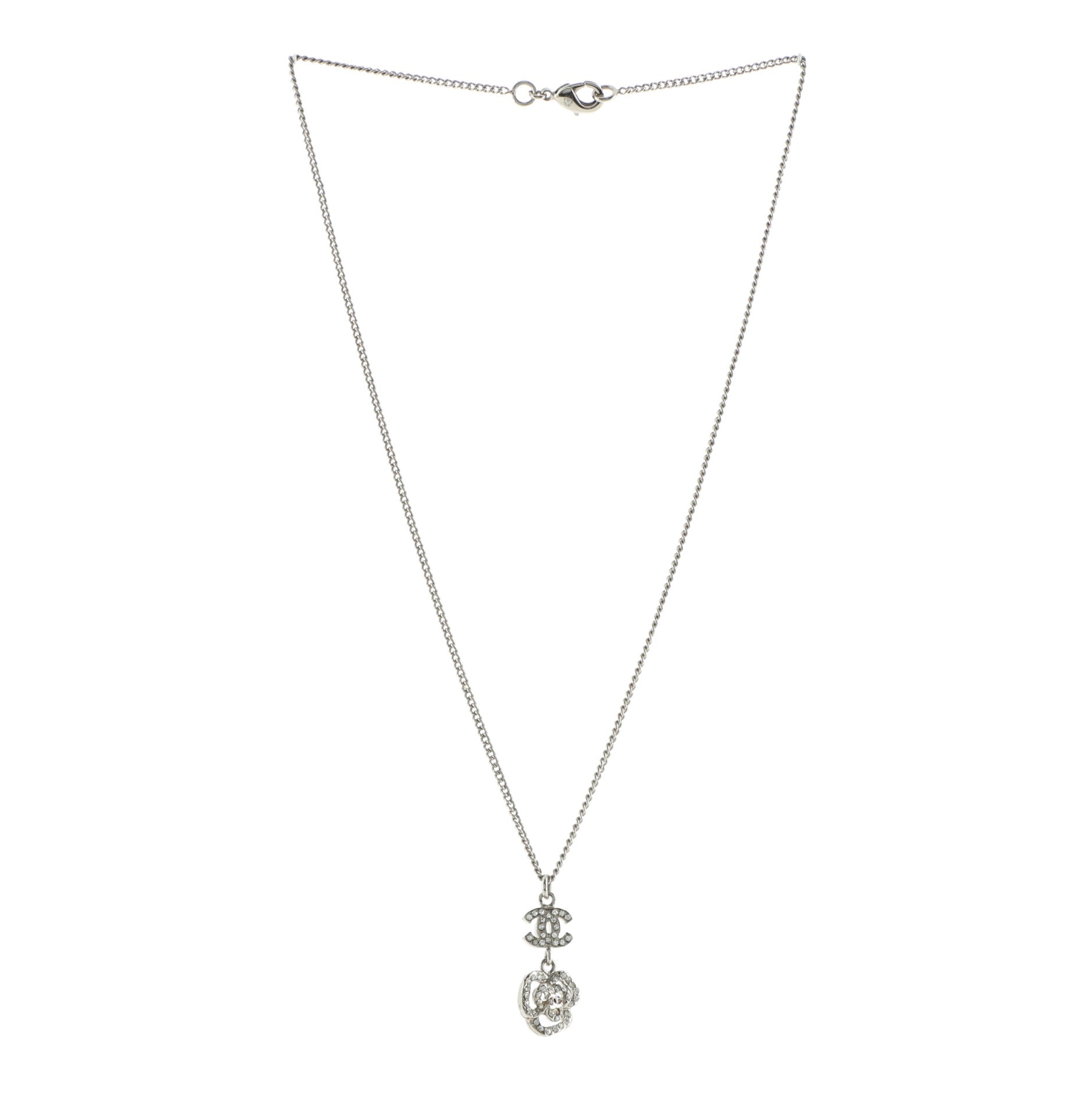 CC Camellia Pendant Necklace Metal with Crystal