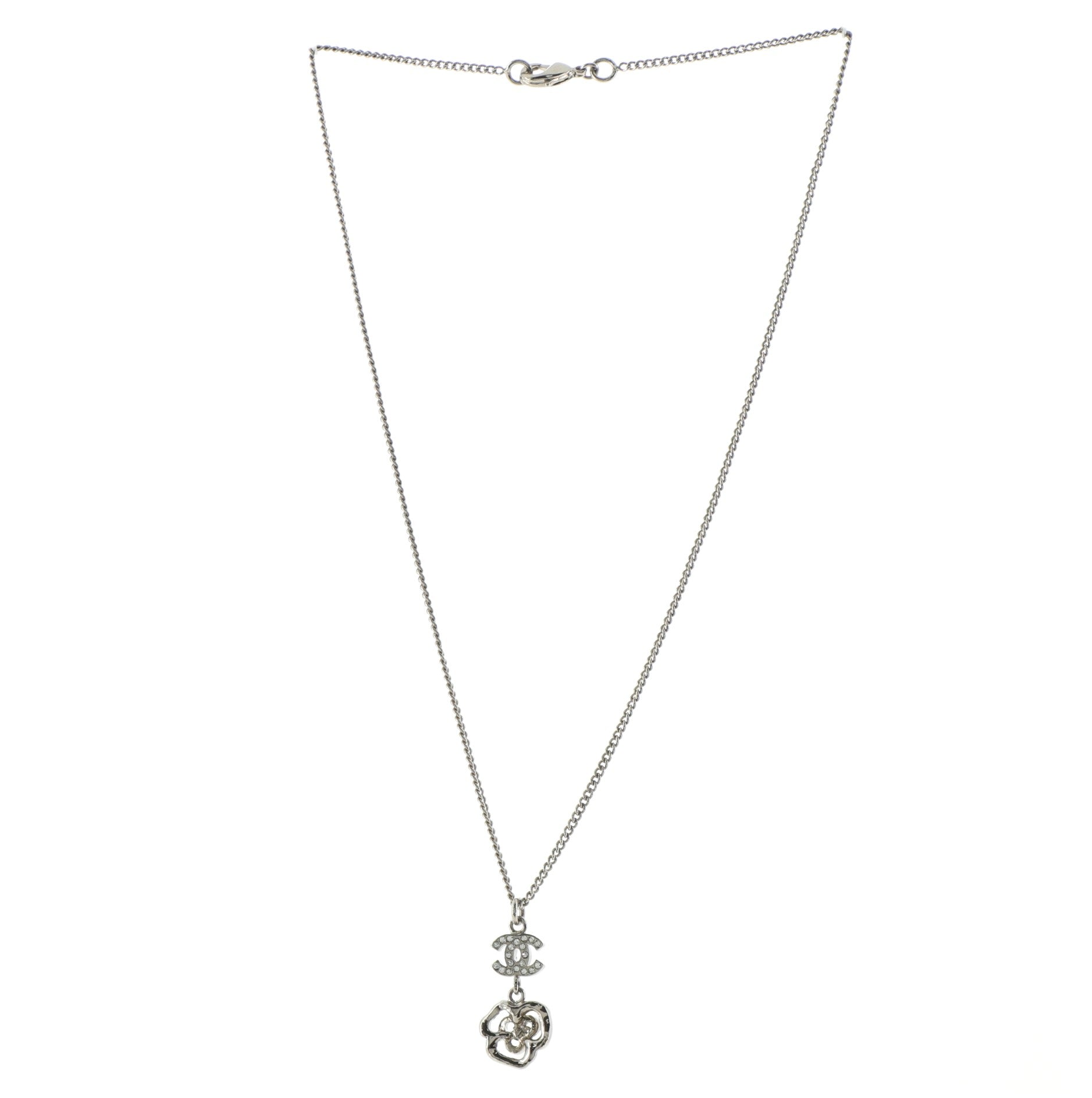 CC Camellia Pendant Necklace Metal with Crystal